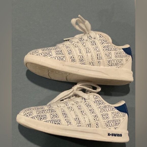 Infant Toddler K-Swiss All Over Pattern Low-top White / Blue Sneakers US Size 8 - Picture 3 of 9